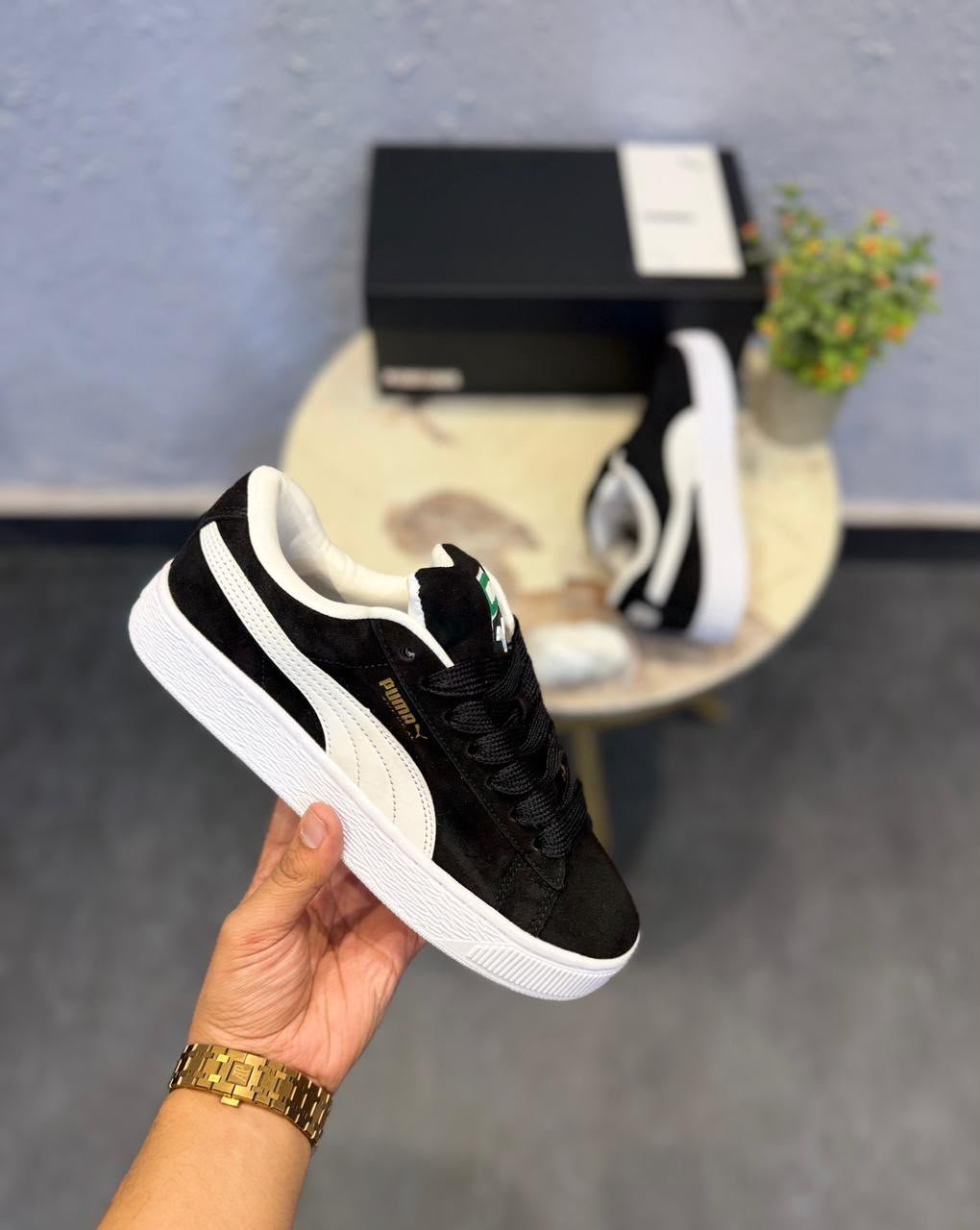 Buy PU_MAA Suede XL Black Classic Shoes