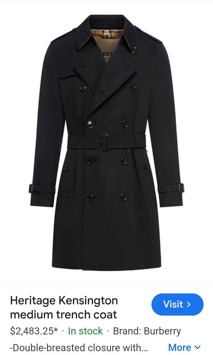 First Copy Burberry Imported Padded Overcoat - Image 13